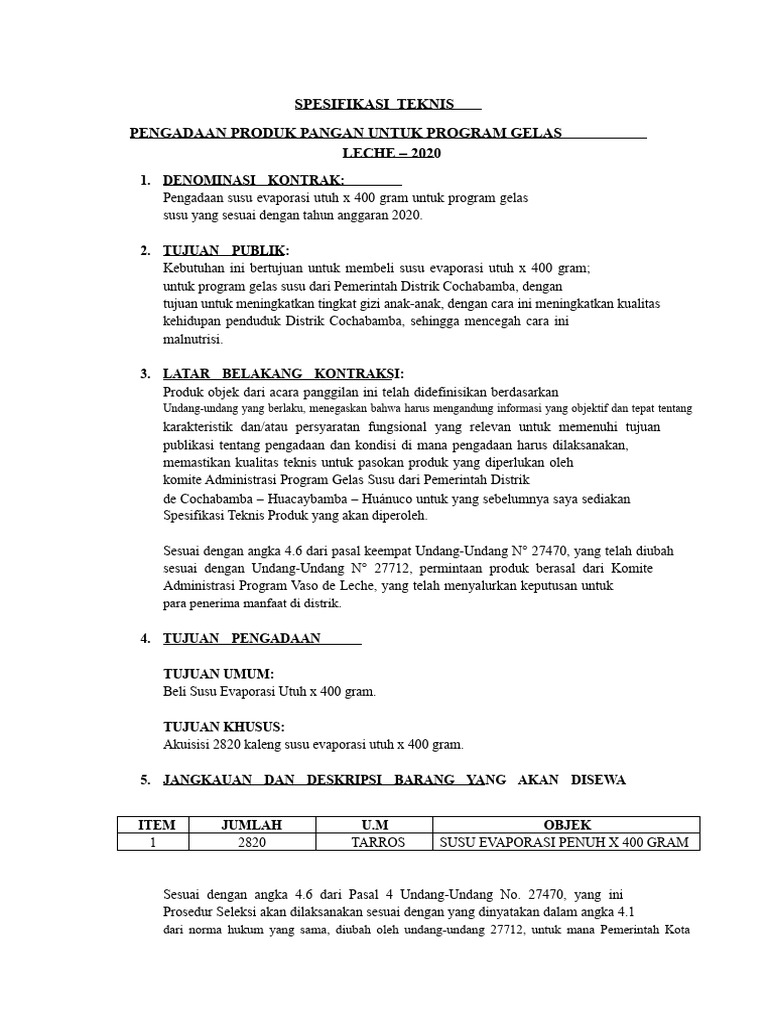 Spesifikasi Teknis | PDF