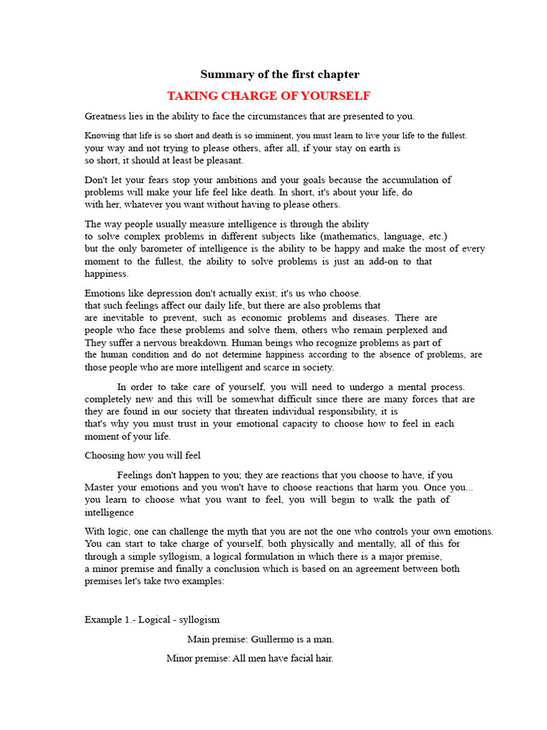 Summary of The First Chapter | PDF | Feeling | Thought