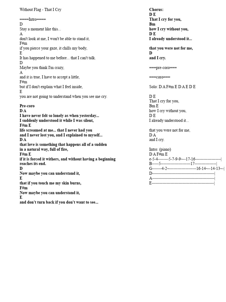 Without A Flag - That I Cry | PDF | Recorded Music