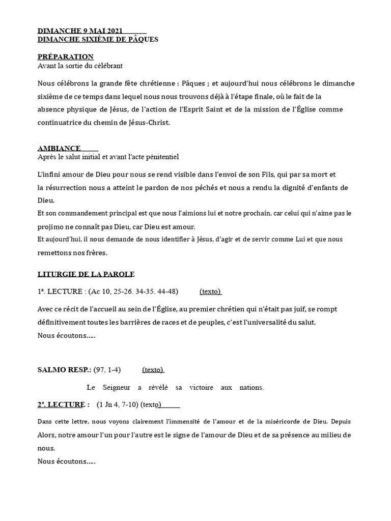 Célébration du Dimanche de Pâques 2021 | PDF | Pâques | Jésus