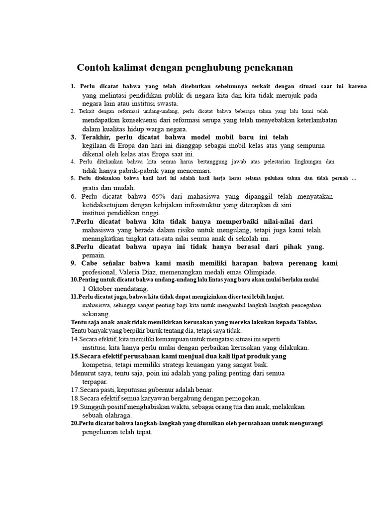 Contoh Kalimat Penekanan Efektif | PDF