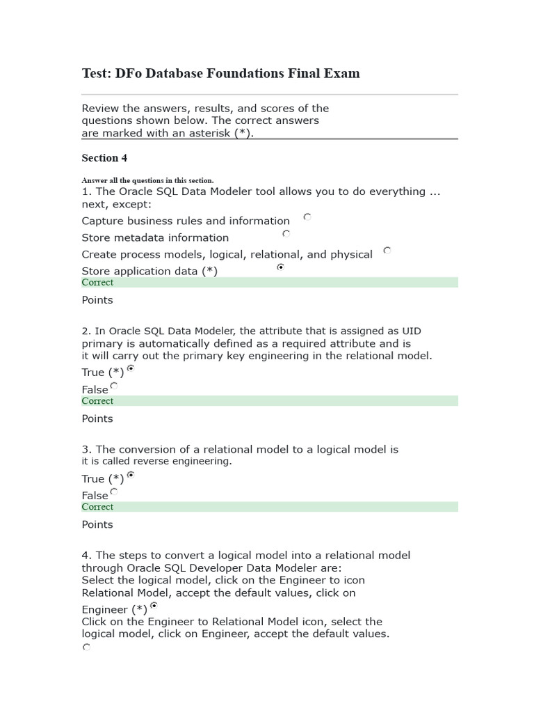 DFo Database Foundations Final Exam | PDF | Sql | Relational Model