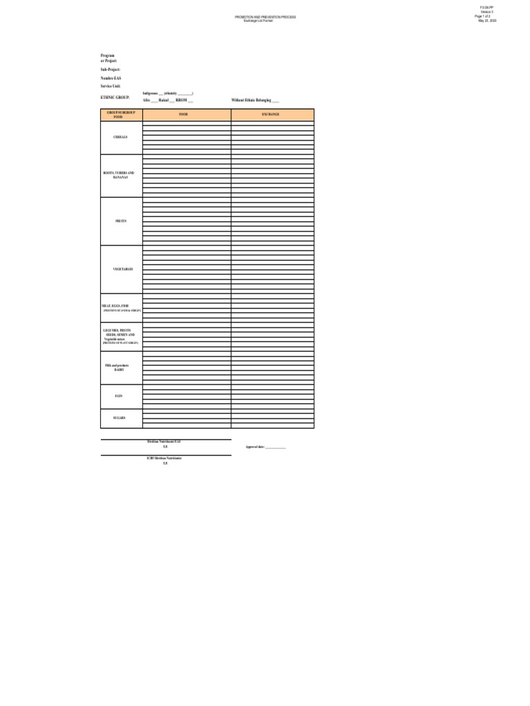 f3.g6.Pp Exchange List Format v3 | PDF | Foods | Nutrition