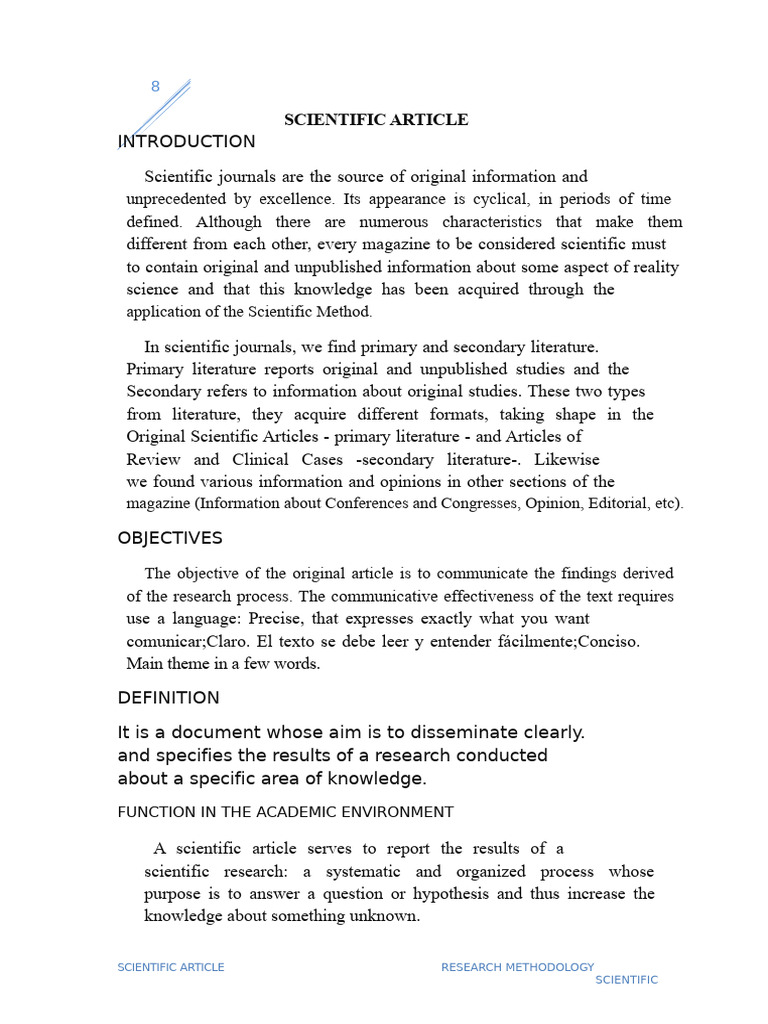 How to Write a Scientific Article | PDF | Methodology | Science