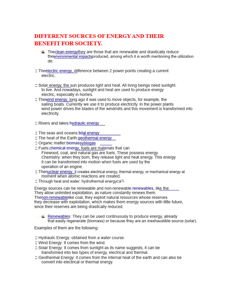 Energy Sources and Their Societal Benefits | PDF | Energy Development ...