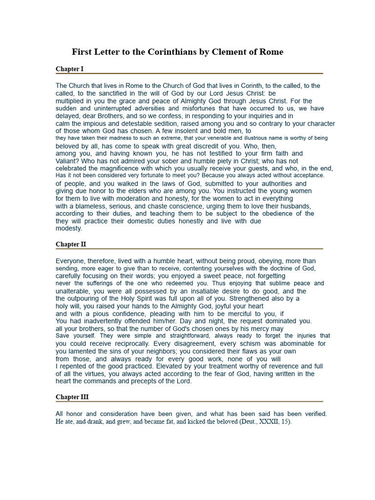 Clement of Rome's Letter to Corinth | PDF | Glory (Religion) | Jesus