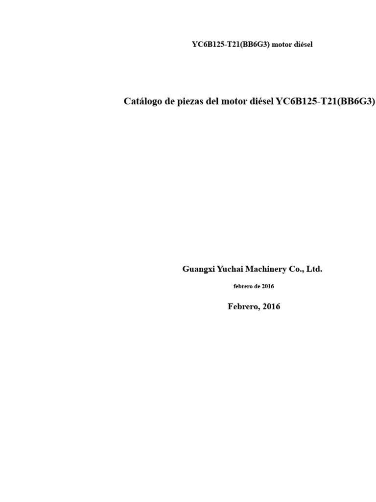 Yuchai YC6B125 T21 | PDF | Tornillo | Arandela (Hardware)