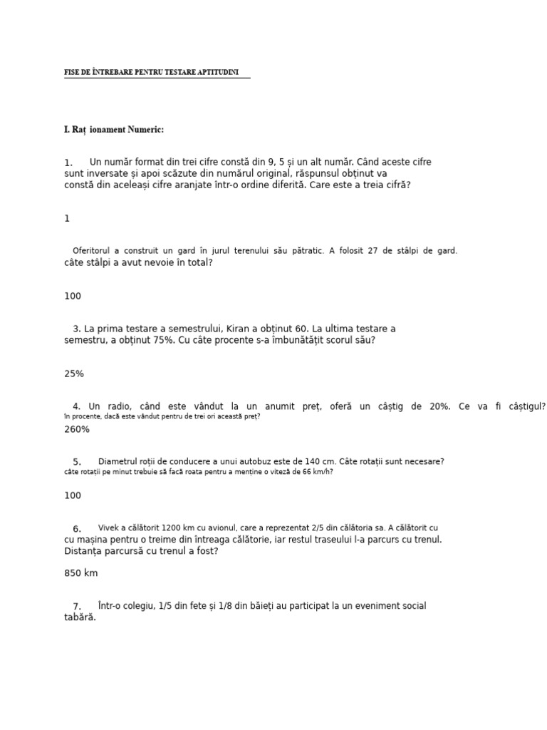 Test de Aptitudini | PDF