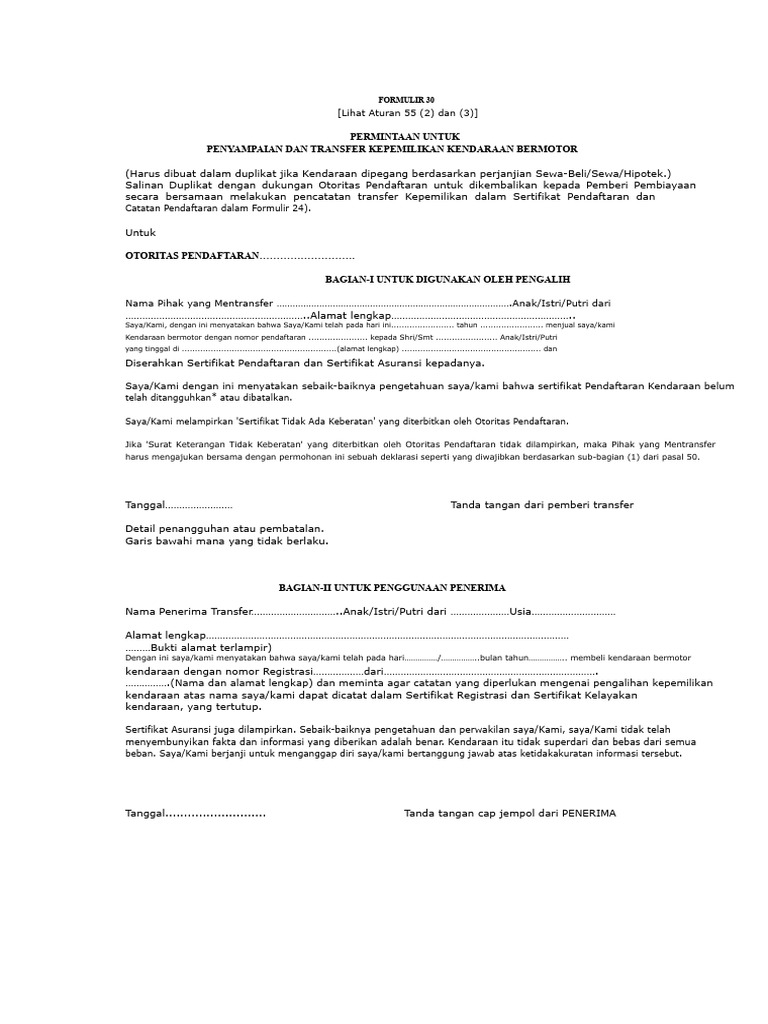Formulir 30 - Rto | PDF