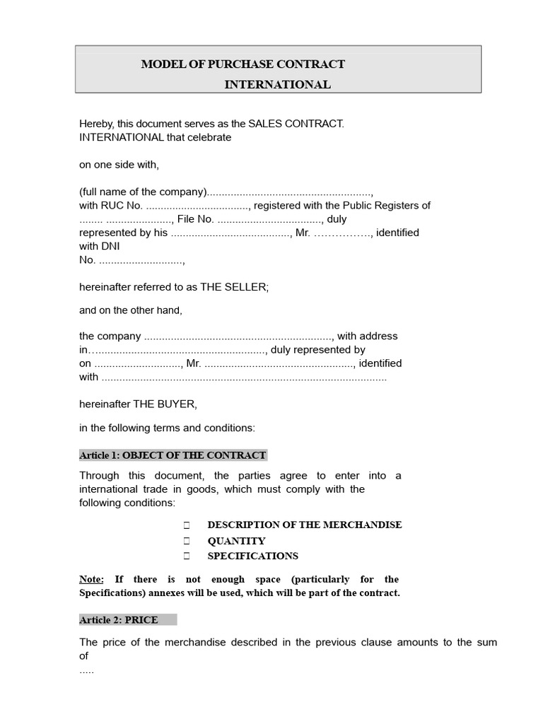 International Sales Contract Template | PDF | Letter Of Credit | Common Law