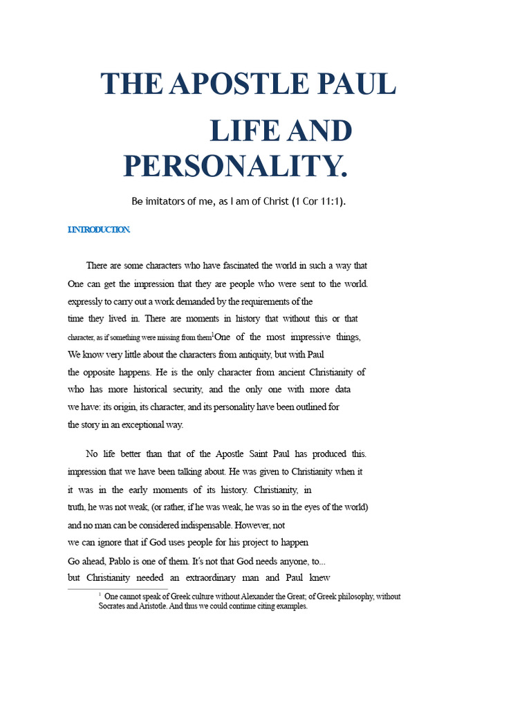 Apostle Paul's Life and Character | PDF | Paul The Apostle ...