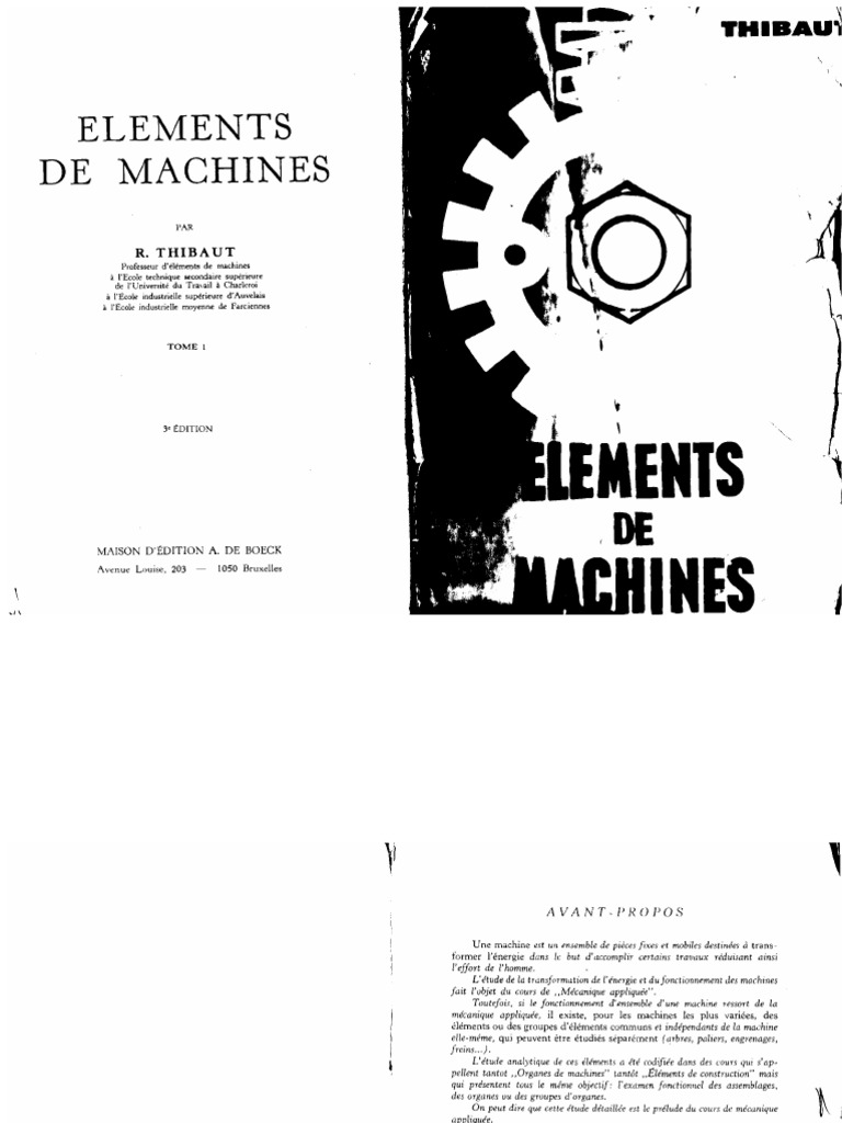 Elements of Machines Volume 1 - R. Thibaut | PDF
