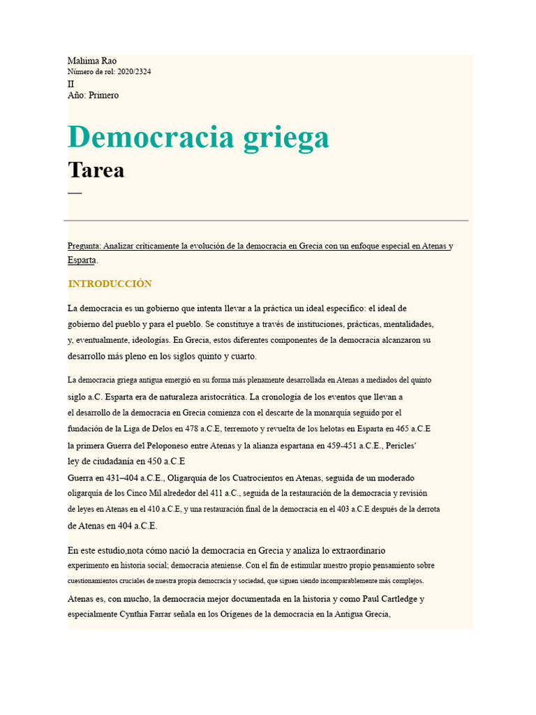 Evolución de la Democracia en Grecia | PDF | Democracia | Ideologías ...