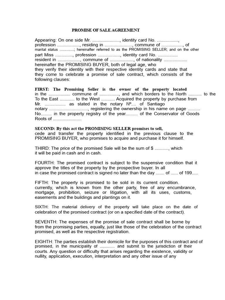Promise of Sale Agreement Overview | PDF | Sales | Civil Law (Legal System)