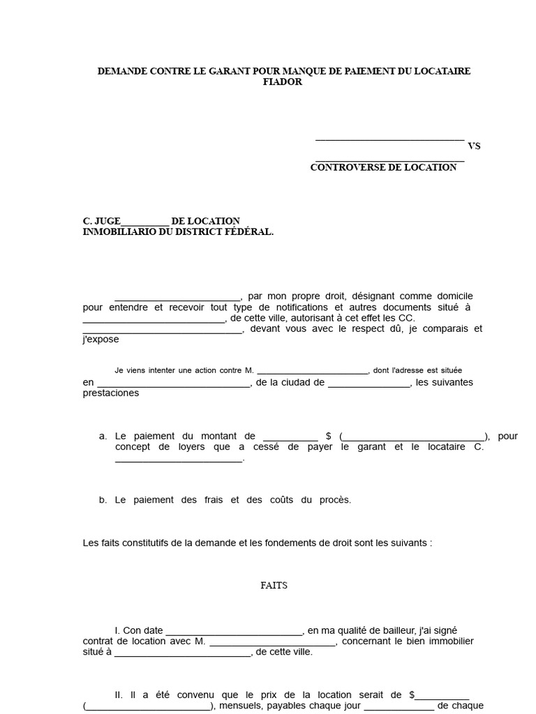Lettre de sommation de paiement locatif | PDF | Location | Justice