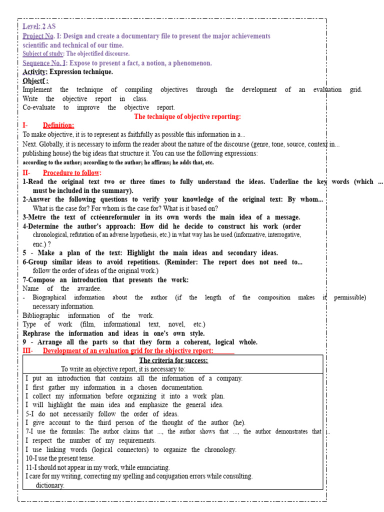 Objective Reporting Techniques Guide | PDF | Beekeeping | Information