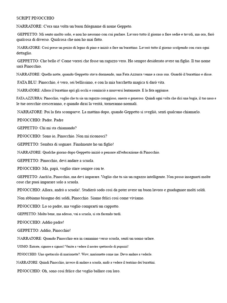Script Pinocchio | PDF