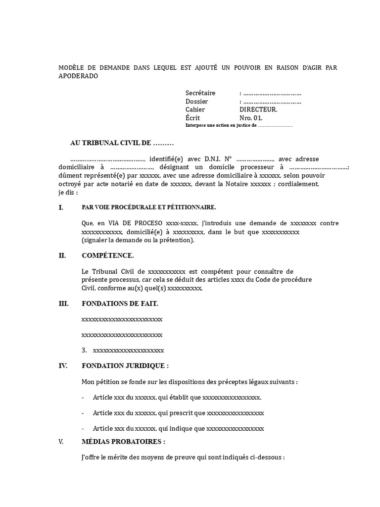 Modèle de Demande avec Pouvoir Judiciaire | PDF