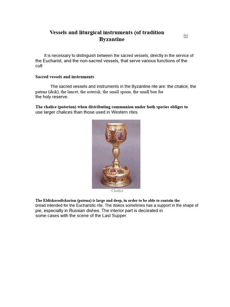 Liturgical Vessels and Instruments With Images | PDF | Eucharist ...