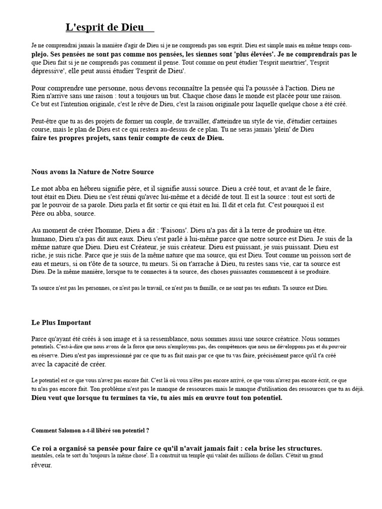 Comprendre l'Esprit de Dieu et notre potentiel | PDF | Dieu | Raison