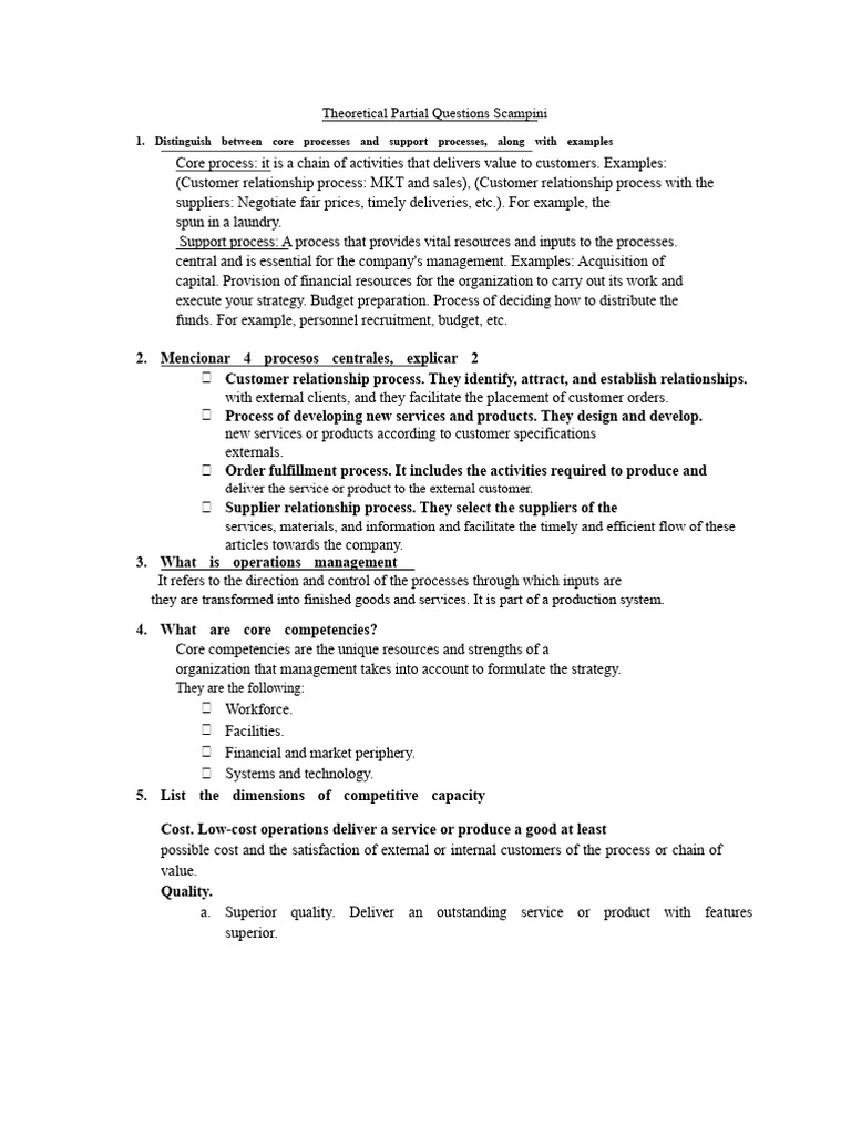 Core Processes and Operations Management Insights | PDF | Supply Chain ...