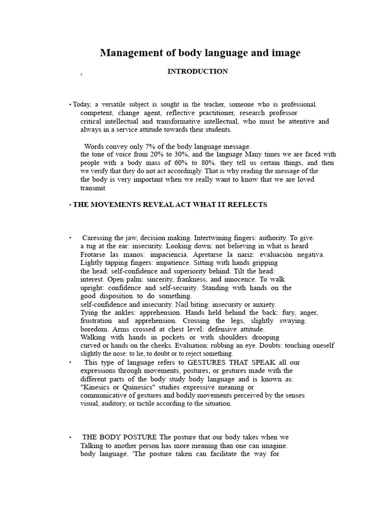 Mastering Body Language for Effective Communication | PDF | Body ...