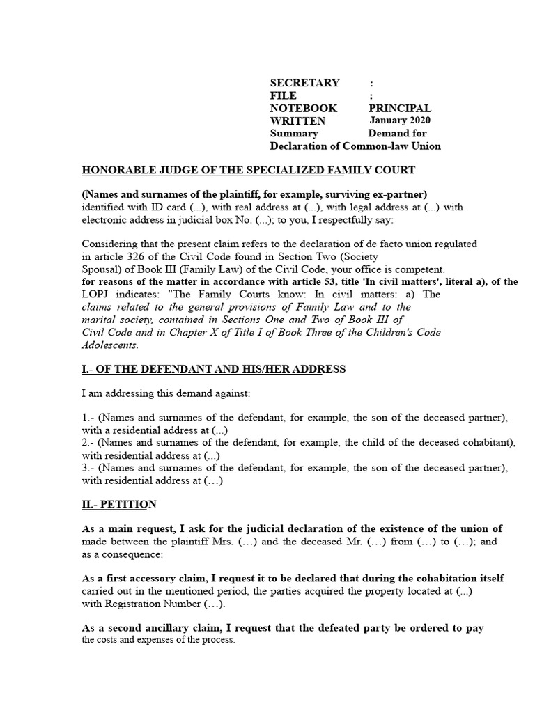 Common-Law Union Declaration Request | PDF | Common Law | Marriage
