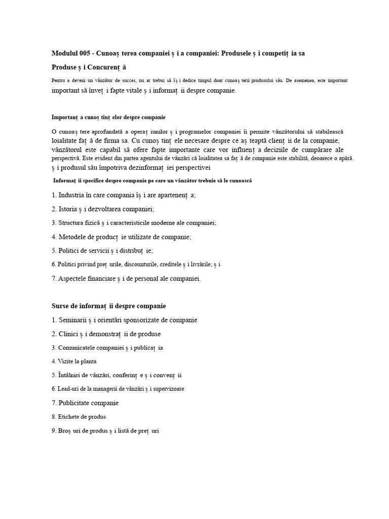 Vânzări Profesionale Modulul 5 | PDF
