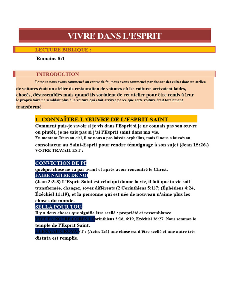 Vivre dans l'Esprit Saint | PDF | Saint-Esprit | Doctrines et croyances ...