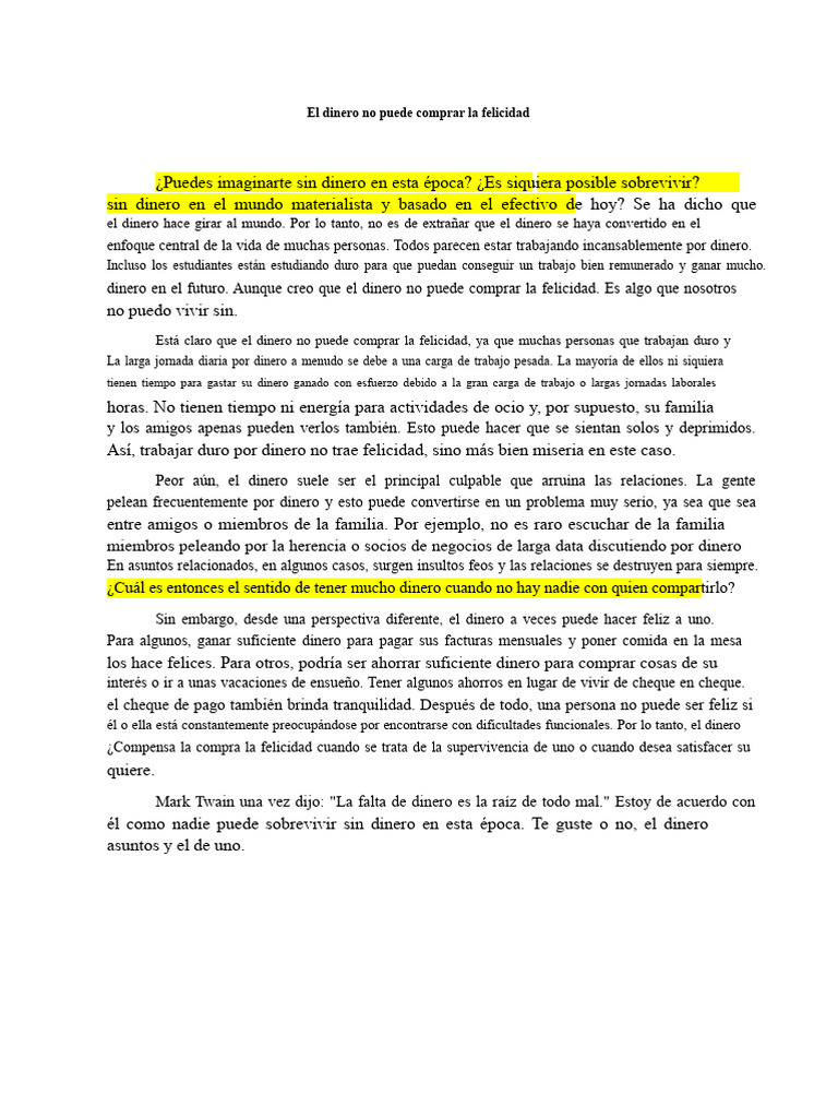 El dinero y la búsqueda de la felicidad | PDF | Felicidad | Dinero