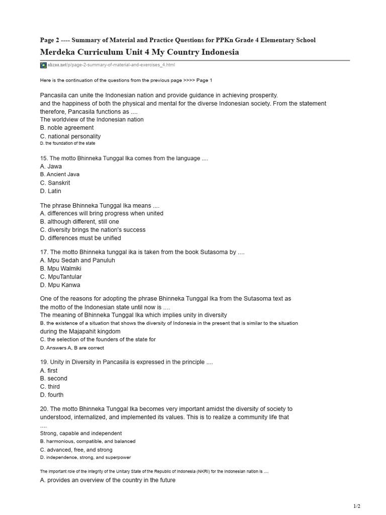 Page 2 - Summary of Material and Practice Questions For PPKN Grade 4 ...