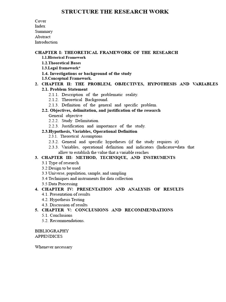 Research Work Structure Guide | PDF