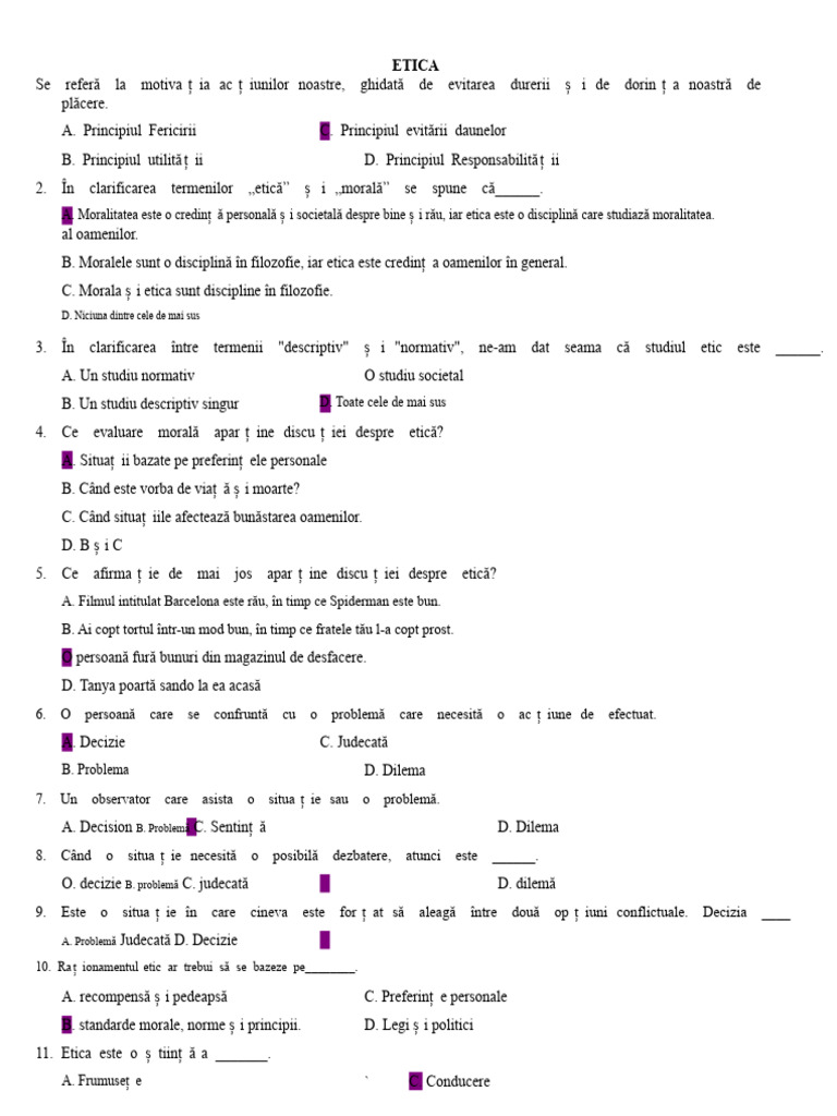 ETICA Întrebare 1 50 Q | PDF