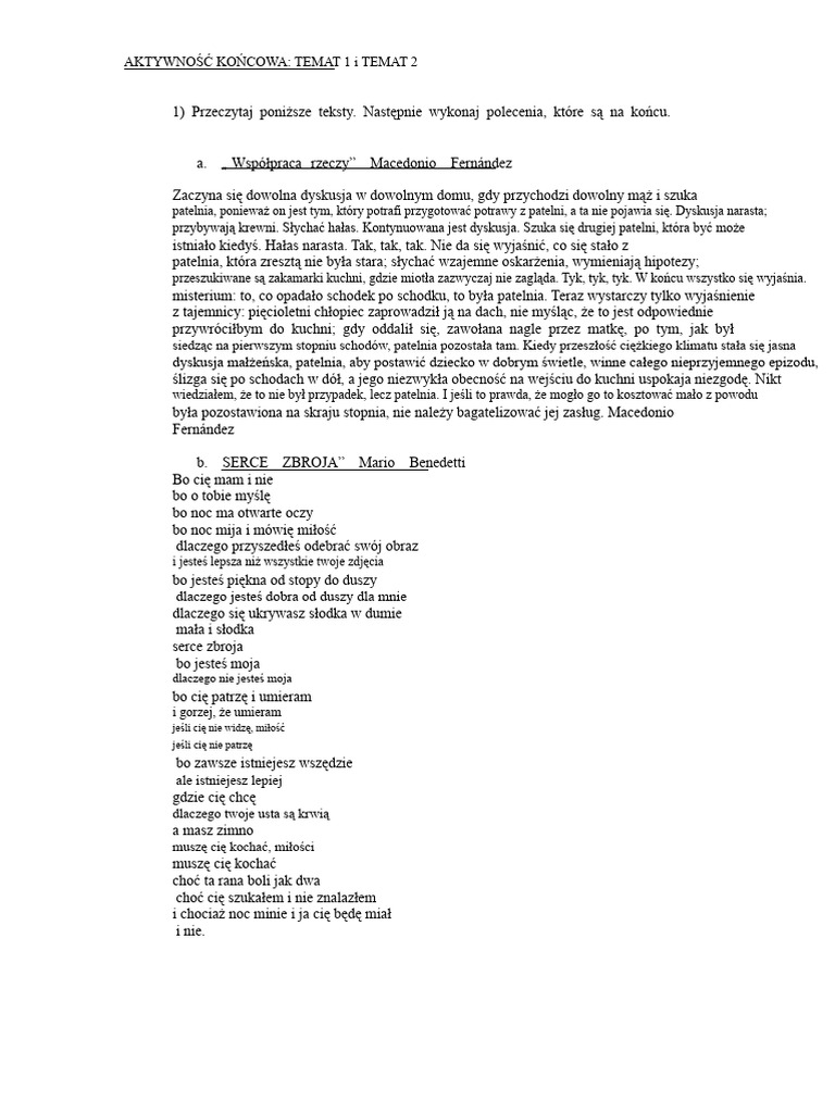 Aktywność Końcowa Temat 1 I Temat 2 4° A | PDF