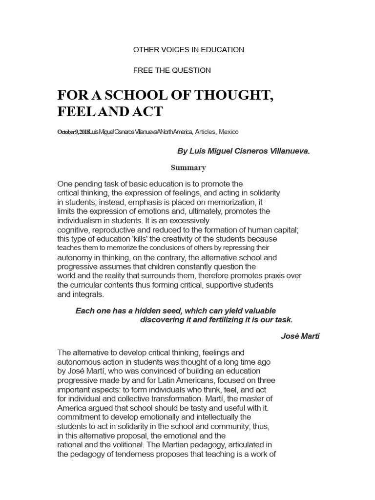 Promoting Critical Thinking in Education | PDF | Critical Thinking ...