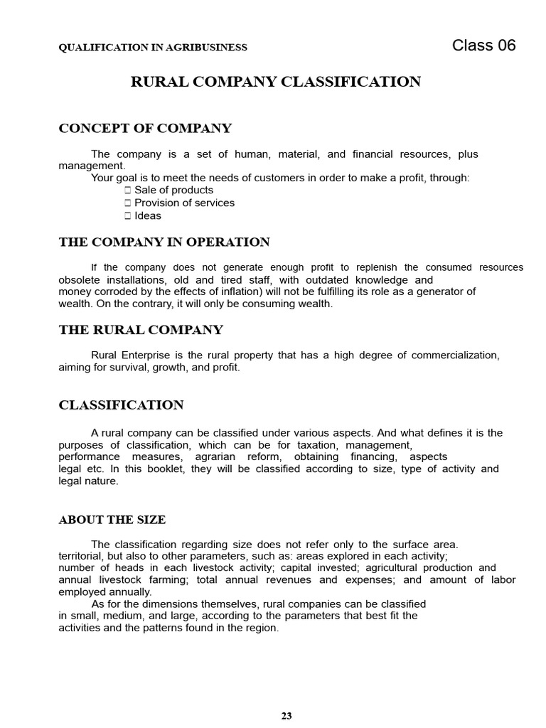Rural Company Classification Guide | PDF | Partnership | Taxes