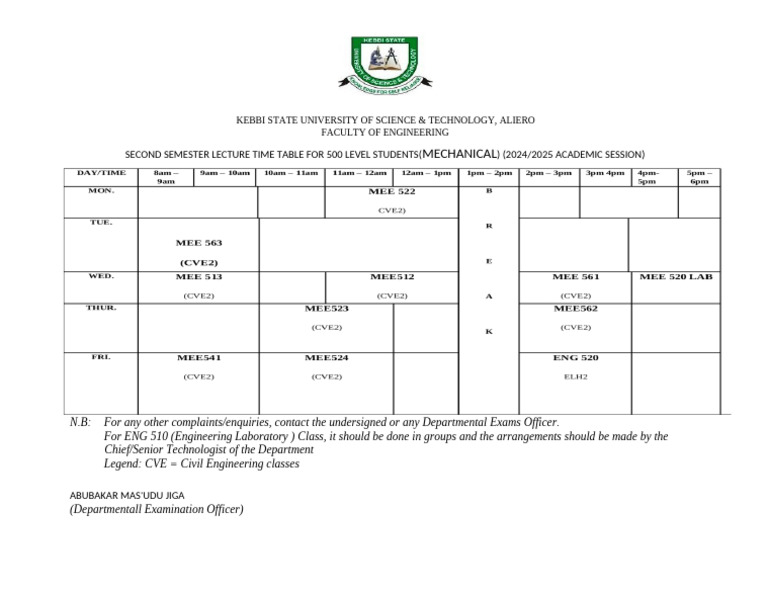 500 Level TT 2nd Semester Amendment 24-25 | PDF