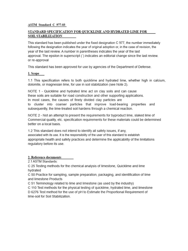 Quicklime & Hydrated Lime for Soil Stabilization | PDF | Lime (Material ...
