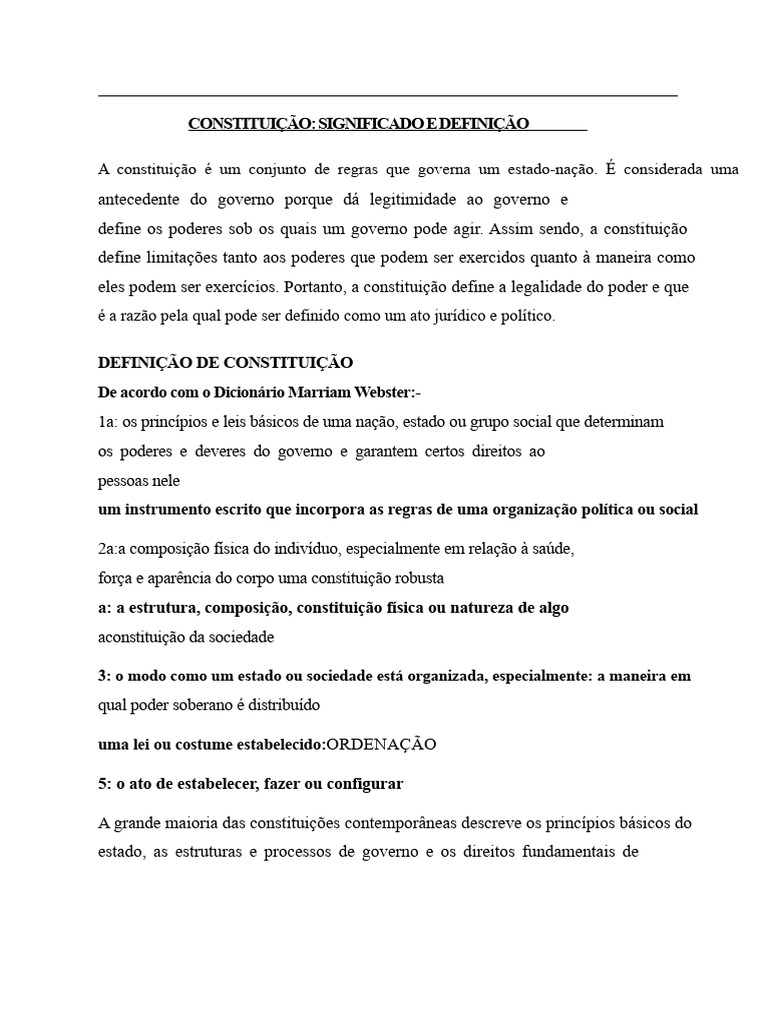 Definição e Significado da Constituição | PDF | Constituição | Estado