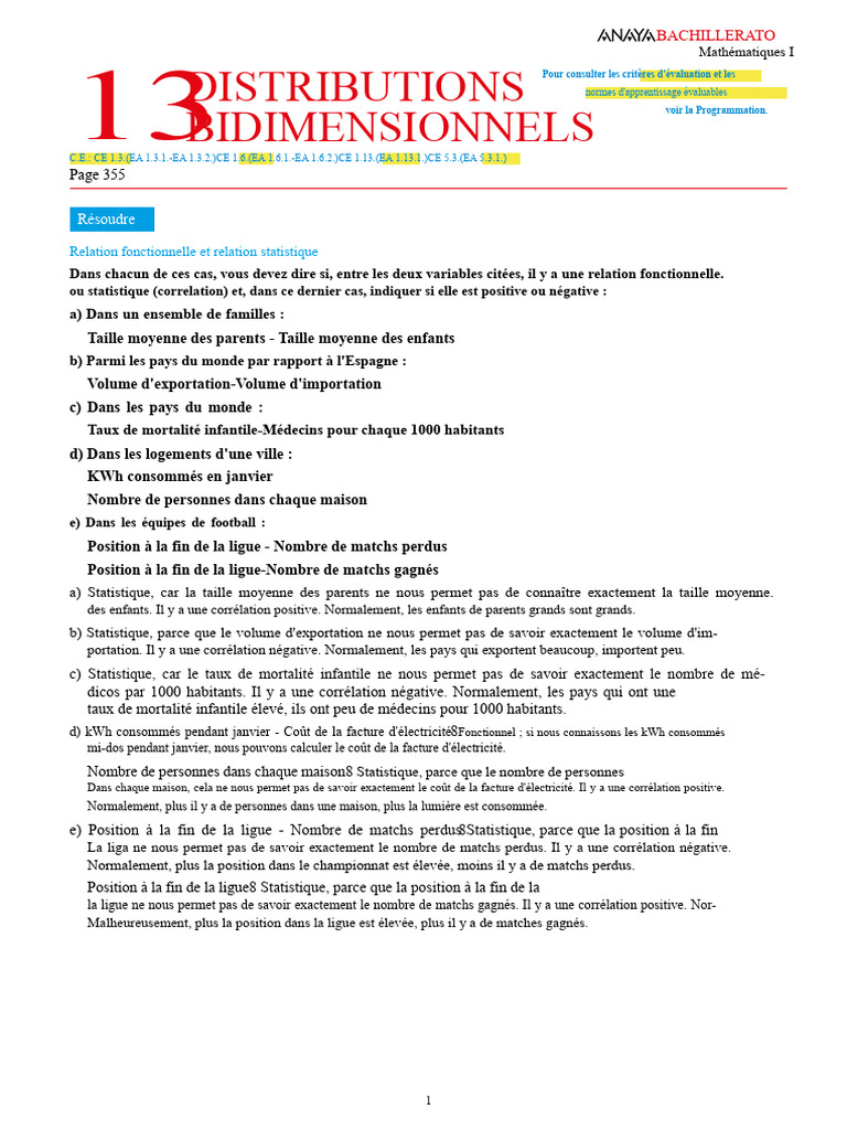 Relations fonctionnelles et statistiques en mathématiques | PDF ...