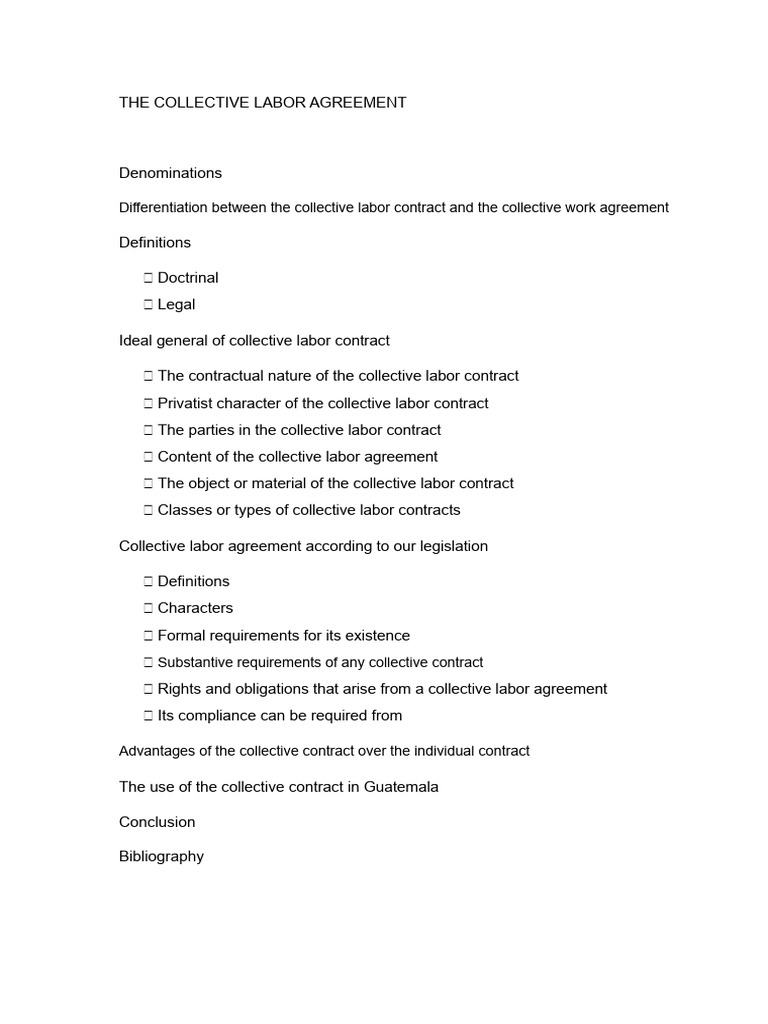 Collective Labor Agreement | PDF | Employment | Trade Union