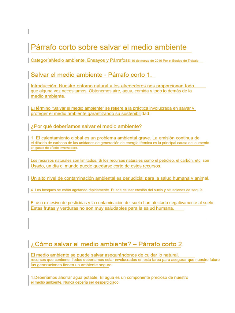 Es esencial proteger el medio ambiente para garantizar un futuro ...