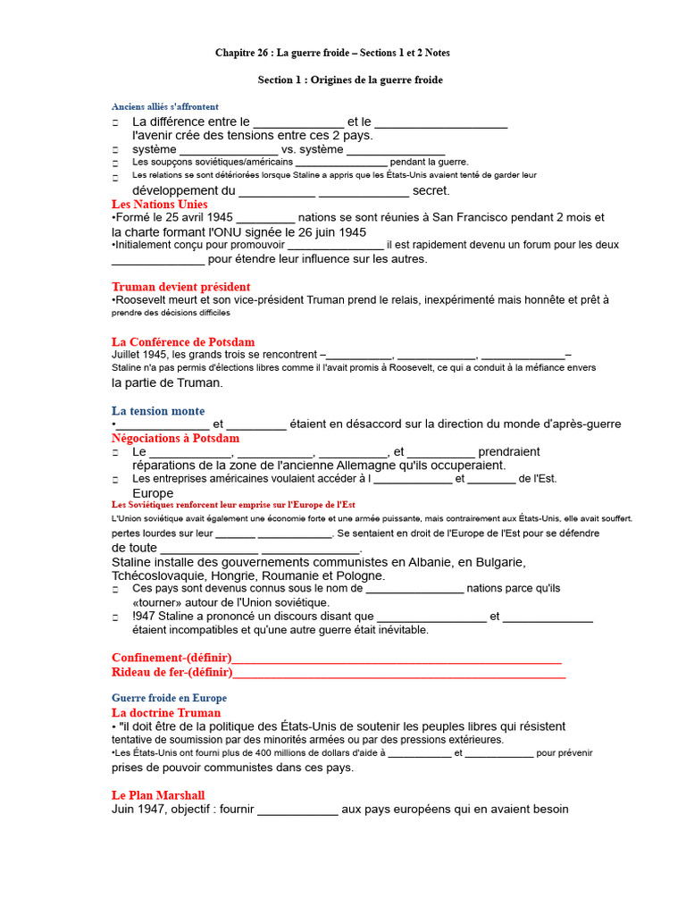 Origines et intensification de la guerre froide | PDF | Guerre froide ...