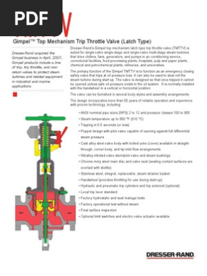Dresser Rand Tmttv Trip Throttle Valve Valve Mechanical