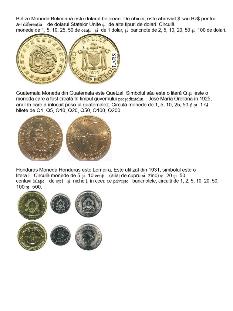 Belize Moneda Națională A Belize Este Dolarul Belizian. | PDF