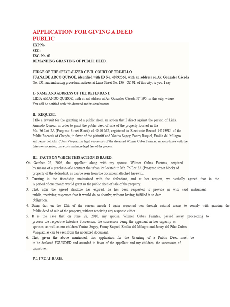 Public Deed Grant Application Document | PDF | Lease | Leasehold Estate