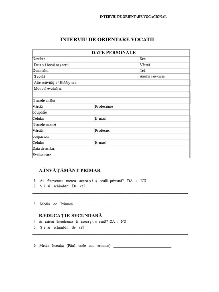 Interviu Vocational Model | PDF