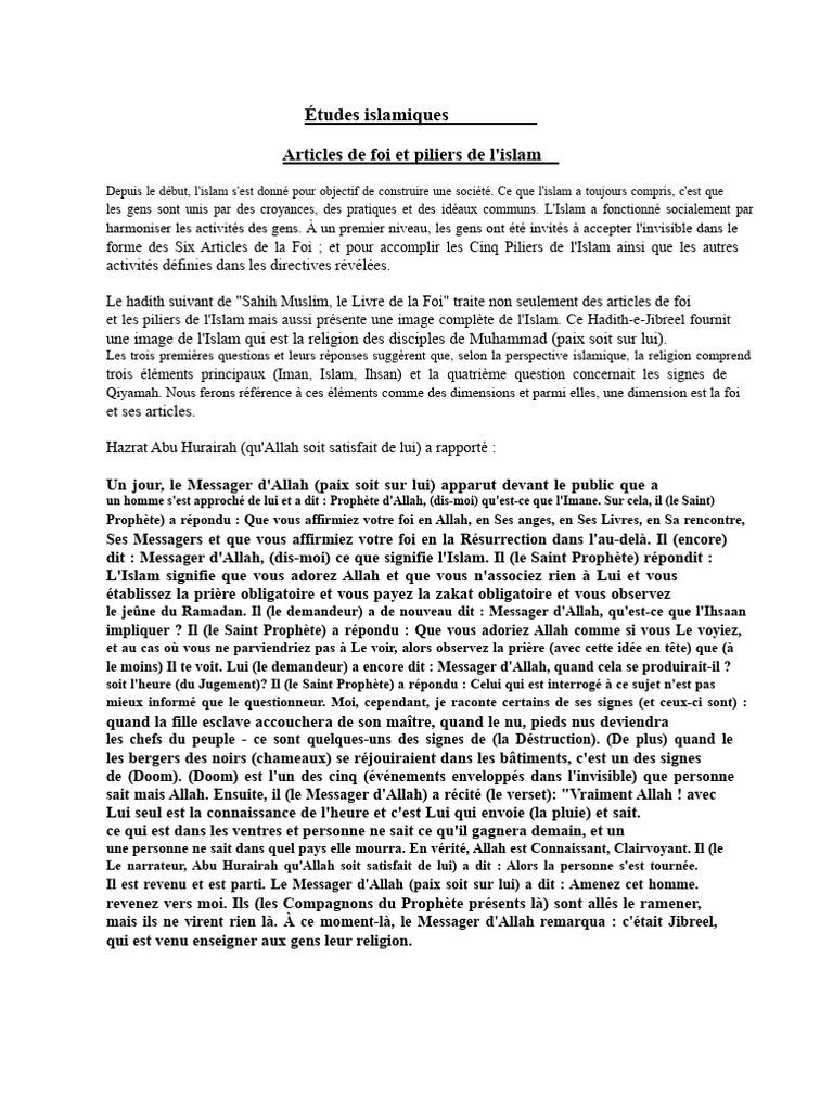 Articles de foi et piliers de l'islam | PDF | Hajj | Coran