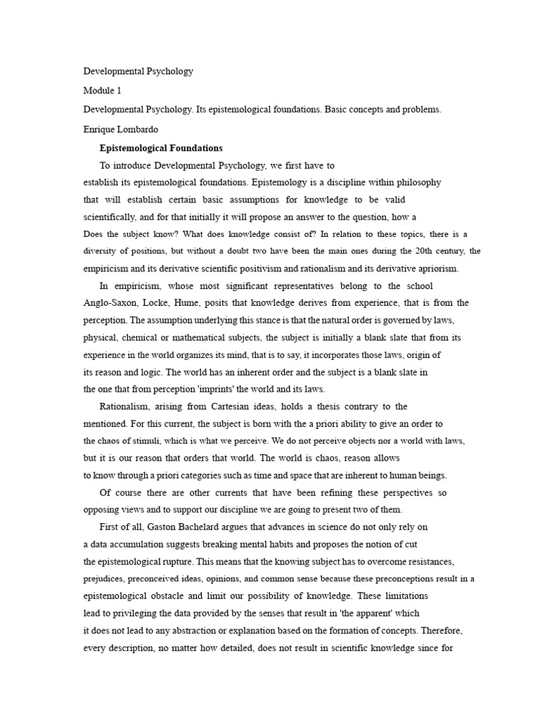 Foundations of Developmental Psychology | PDF | Epistemology | Psychology
