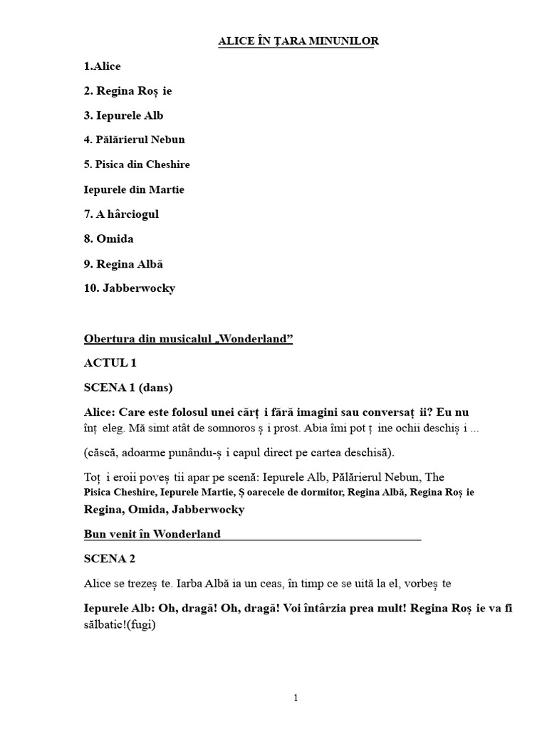Alice În Ţara Minunilor - Script | PDF